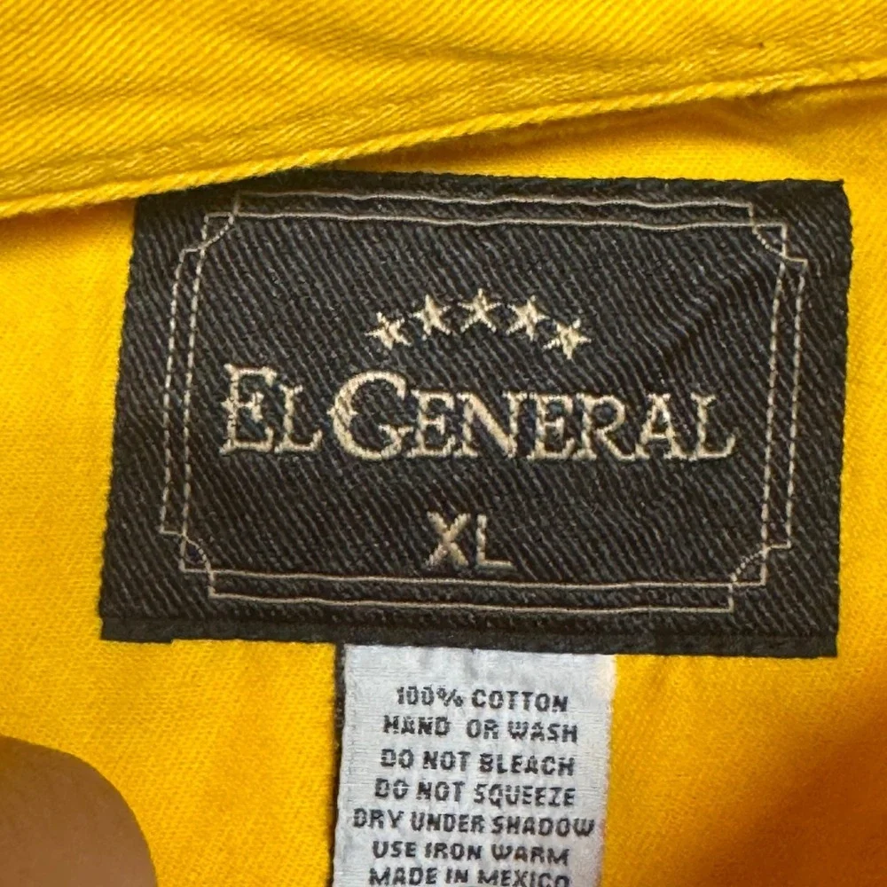 El General Rodeo Western Shirt Mens XL Yellow Cotton Long Sleeve Button Down